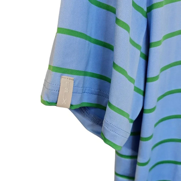 RLX Ralph Lauren Men's Golf Polo Striped T-Shirt Blue Green UPF Size Small NWT - Picture 6 of 8